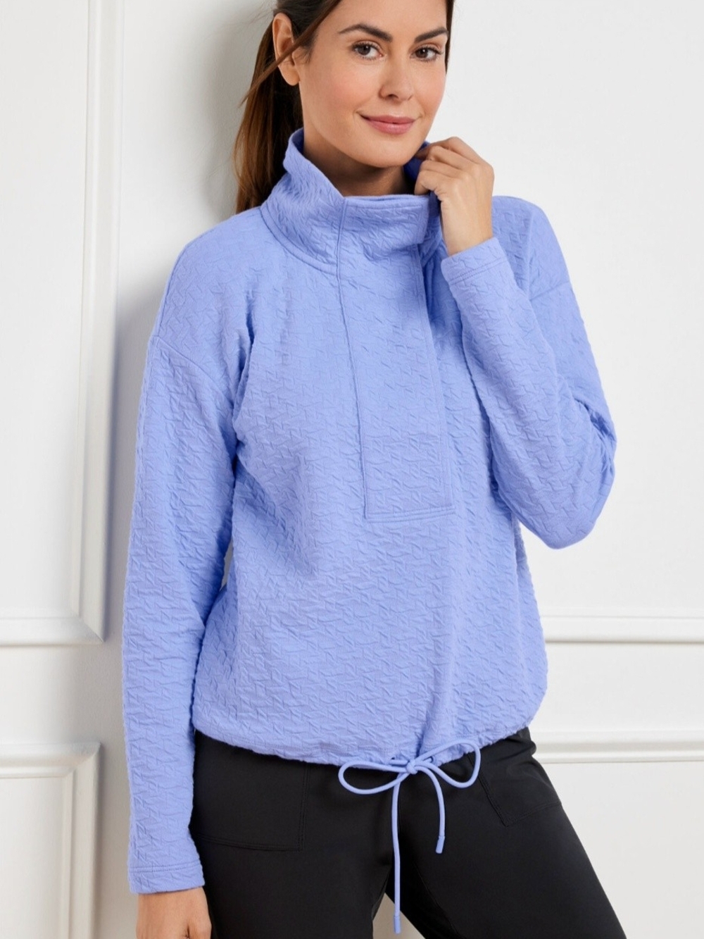 Snap Placket Pullover - Puckered Jacquard